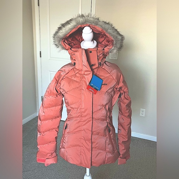NWT Columbia Omni Heat Pink/Peach Jacket with Faux Fur Hood Size XS - Picture 1 of 16